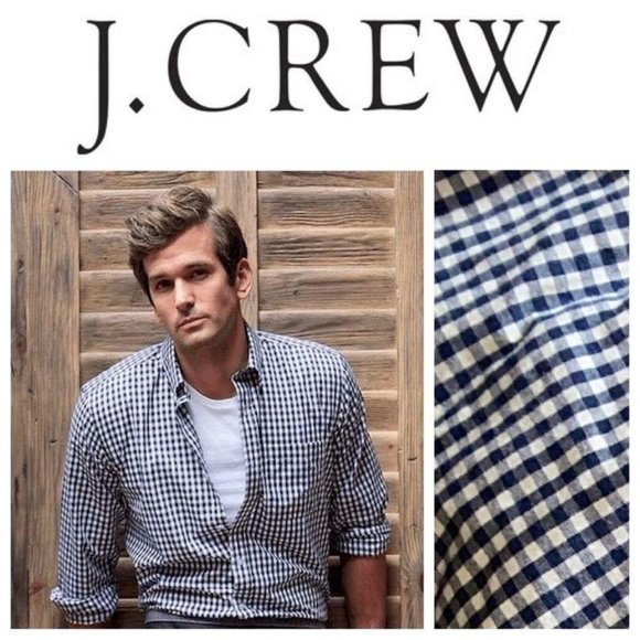 J.Crew Slim Secret Wash cotton poplin shirt Black and white Slim Untucked Large - Picture 1 of 9